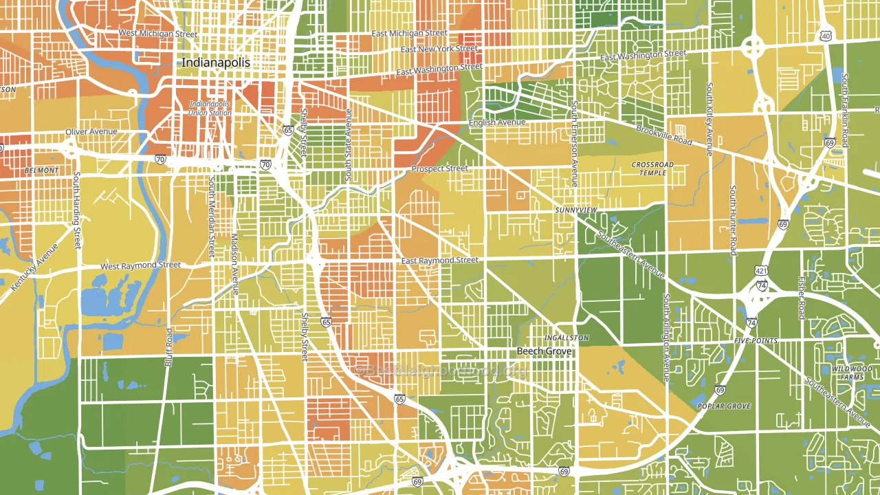 46203, IN block-group voter-turnout map