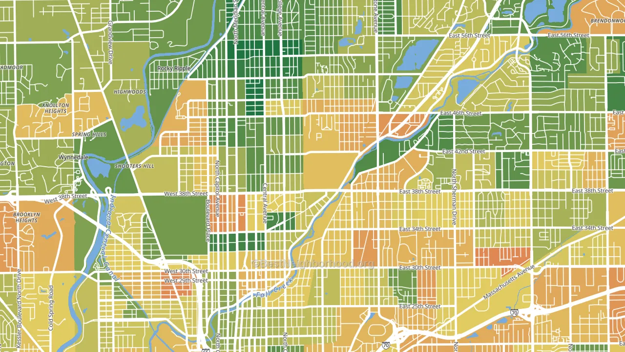 46205, IN block-group voter-turnout map