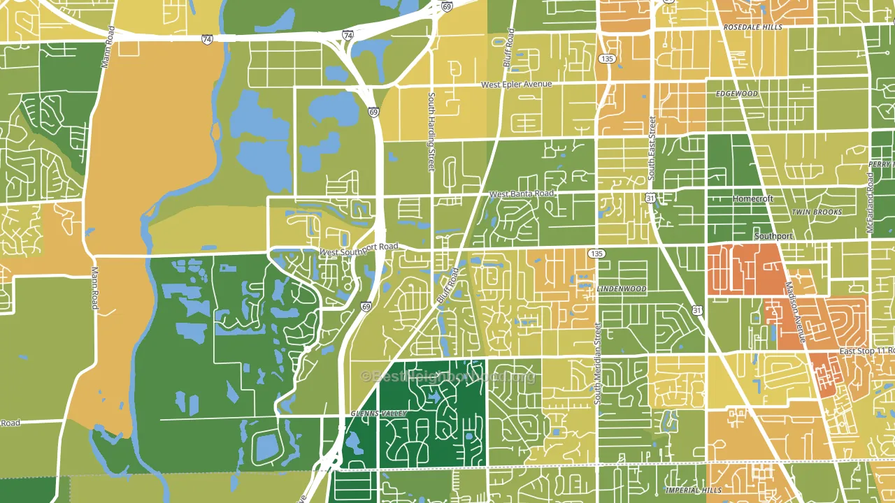 46217, IN block-group voter-turnout map
