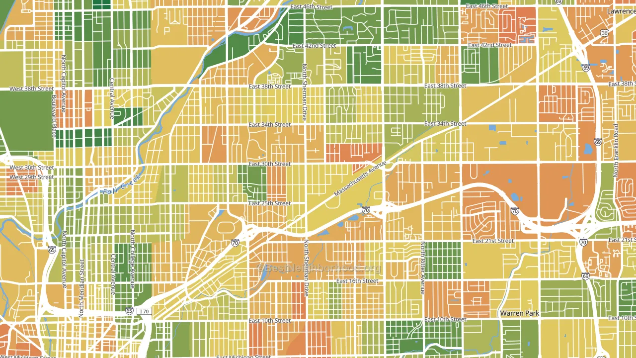 46218, IN block-group voter-turnout map