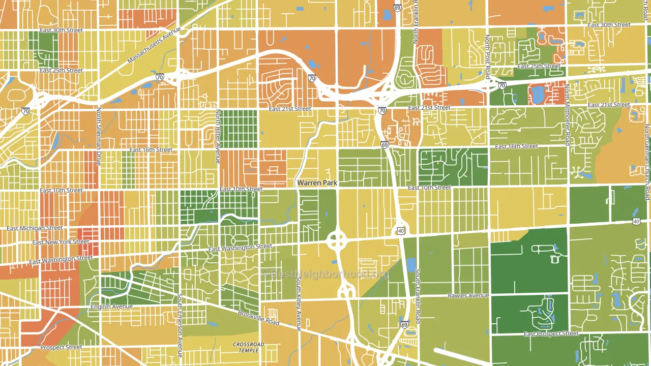 46219, IN block-group voter-turnout map