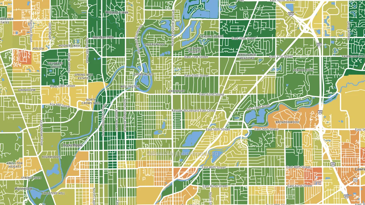 46220, IN block-group voter-turnout map