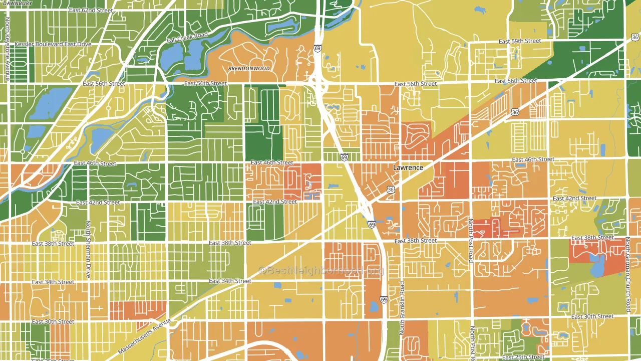 46226, IN block-group voter-turnout map