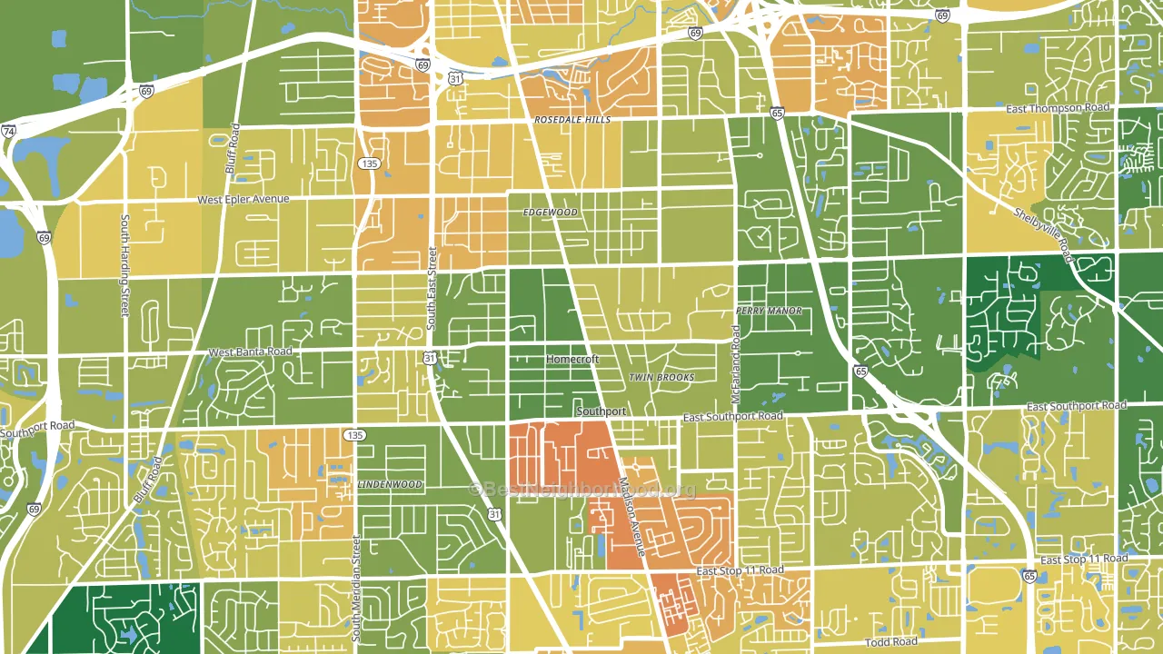 46227, IN block-group voter-turnout map