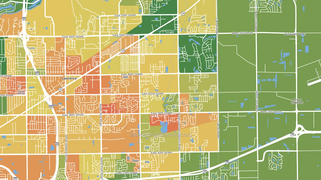 46235, IN block-group voter-turnout map