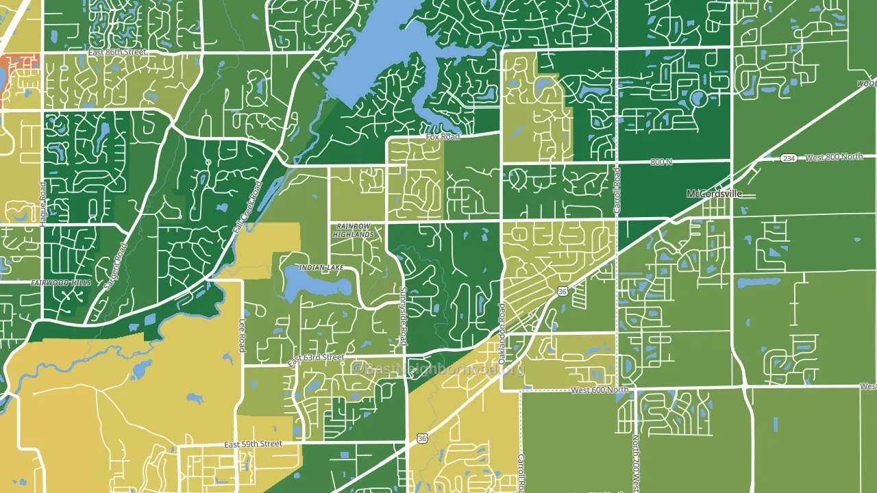 46236, IN block-group voter-turnout map