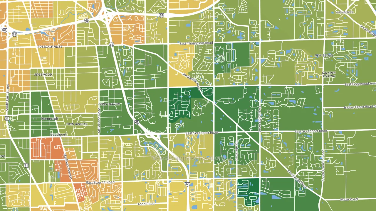46237, IN block-group voter-turnout map