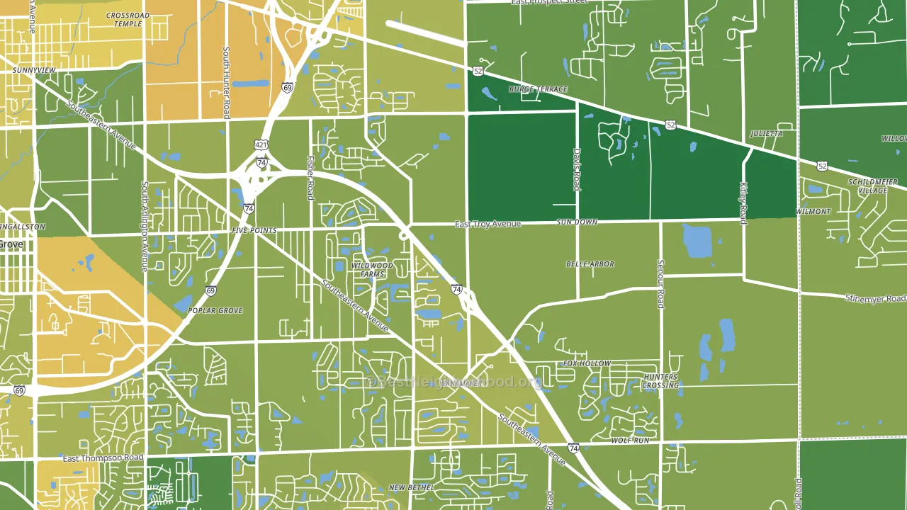 46239, IN block-group voter-turnout map