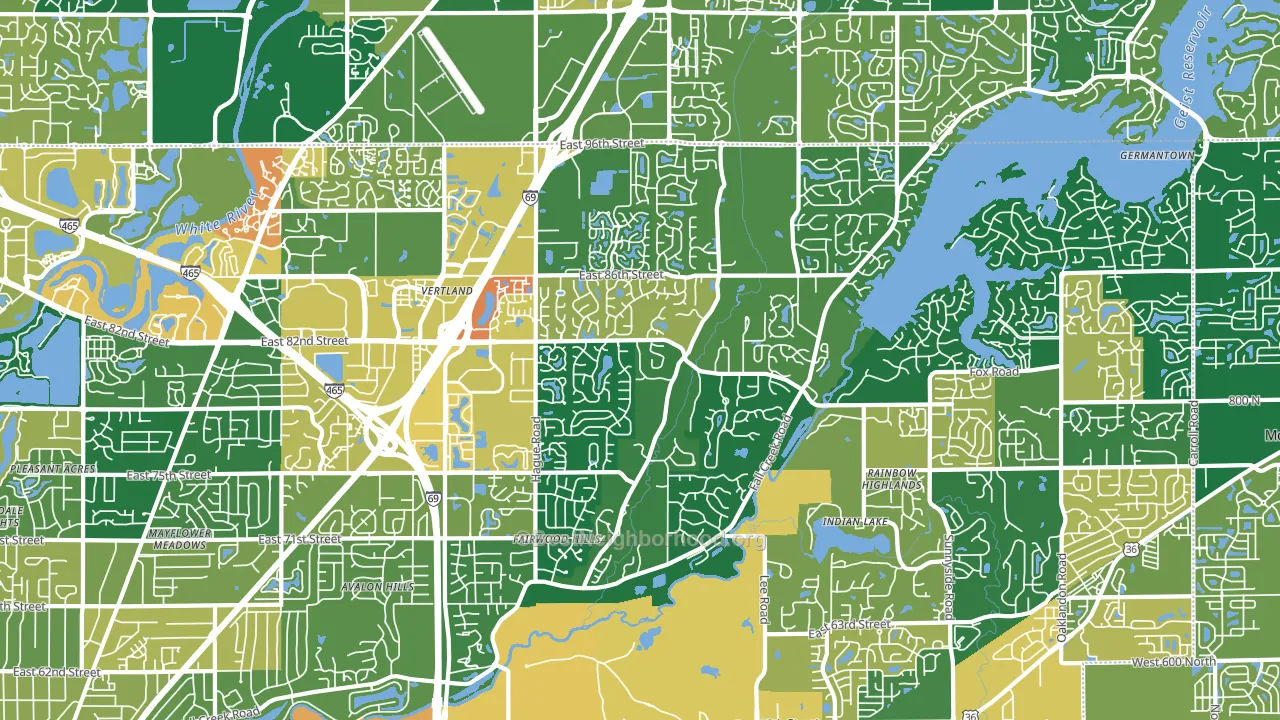 46256, IN block-group voter-turnout map