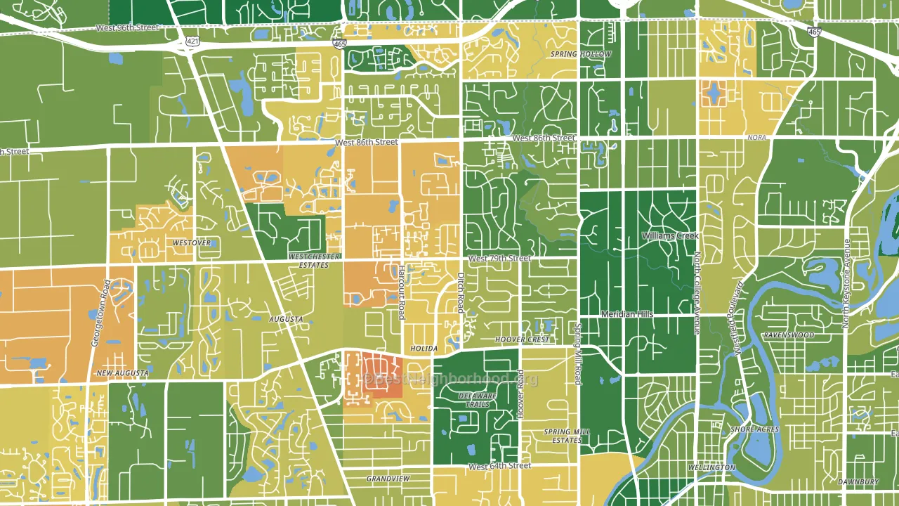 46260, IN block-group voter-turnout map