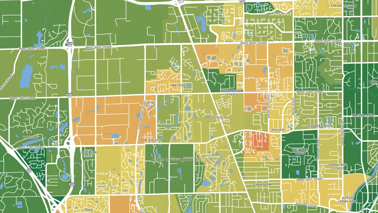 46268, IN block-group voter-turnout map