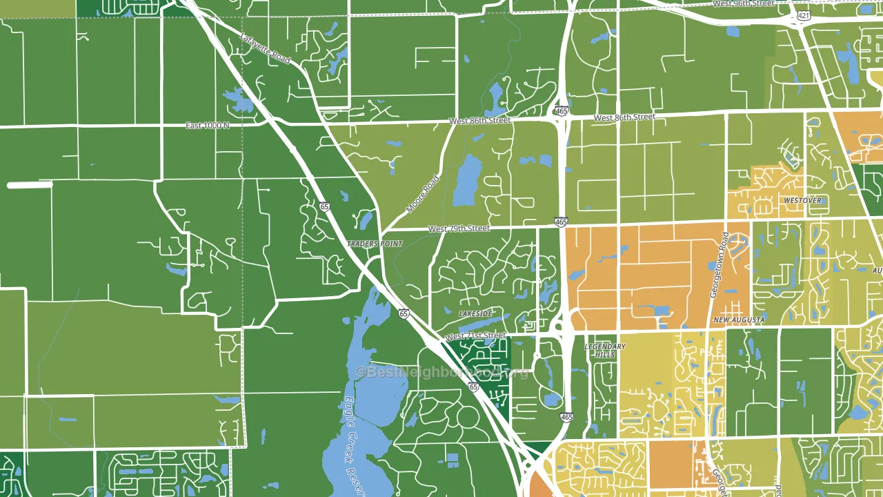 46278, IN block-group voter-turnout map
