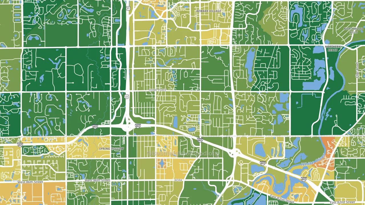 46280, IN block-group voter-turnout map