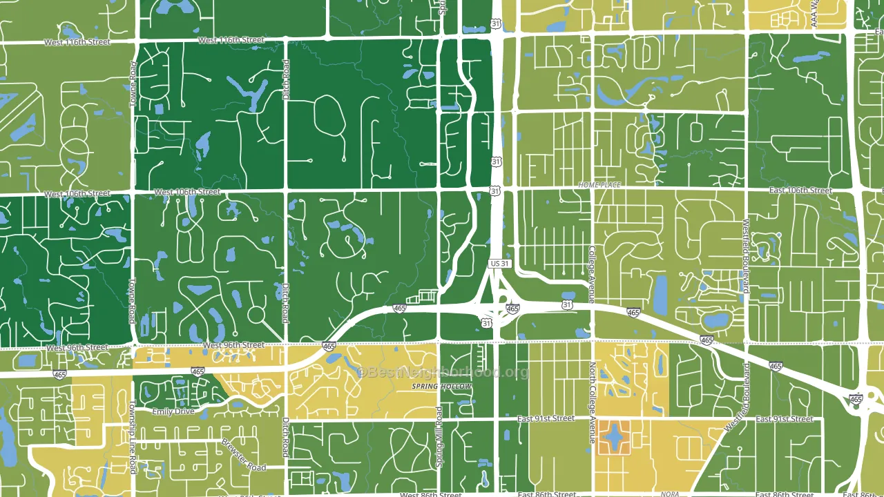 46290, IN block-group voter-turnout map