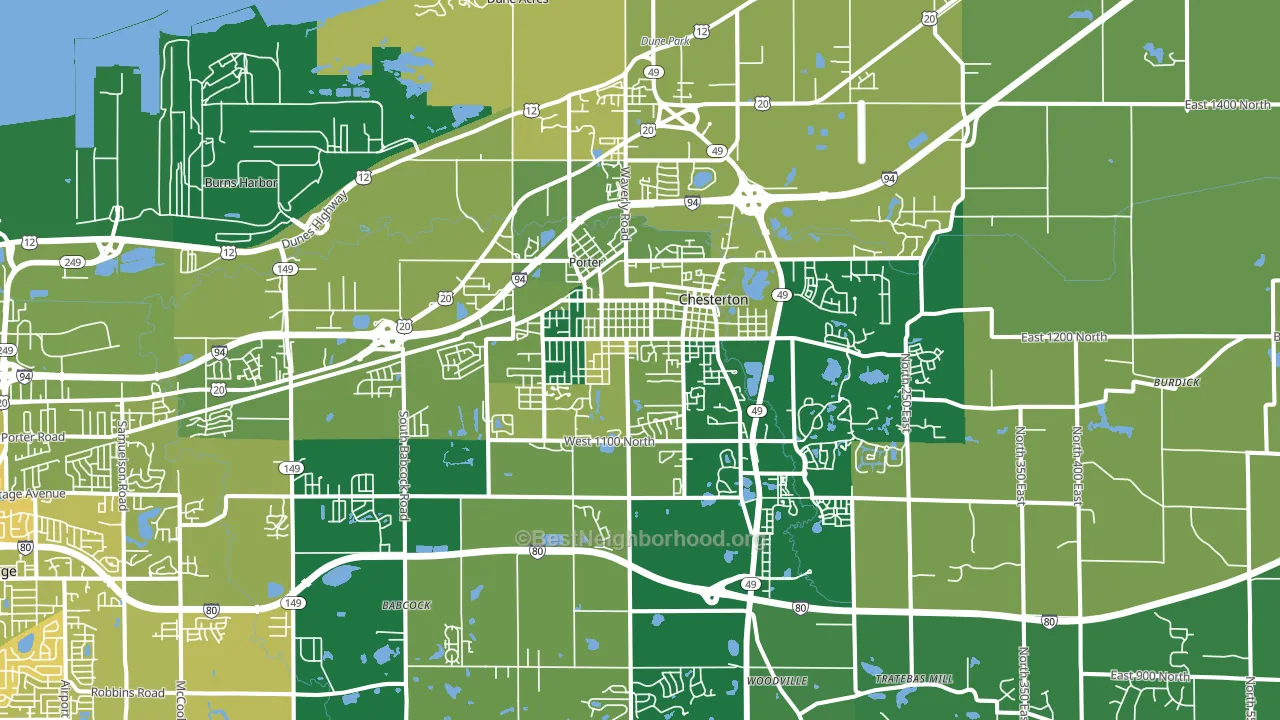 46304, IN block-group voter-turnout map