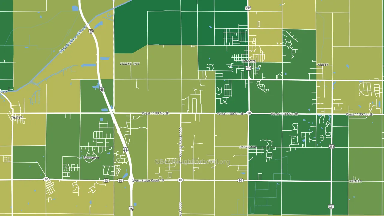 46310, IN block-group voter-turnout map