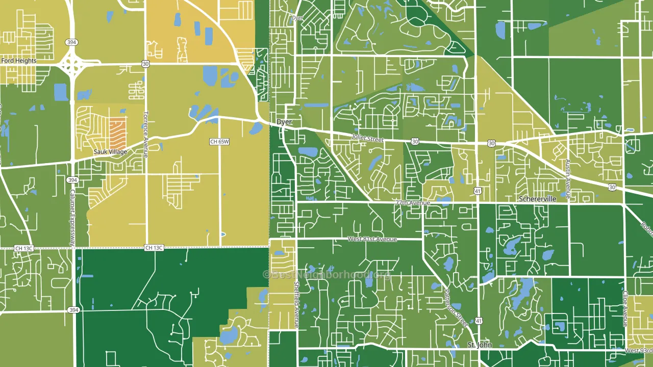 46311, IN block-group voter-turnout map