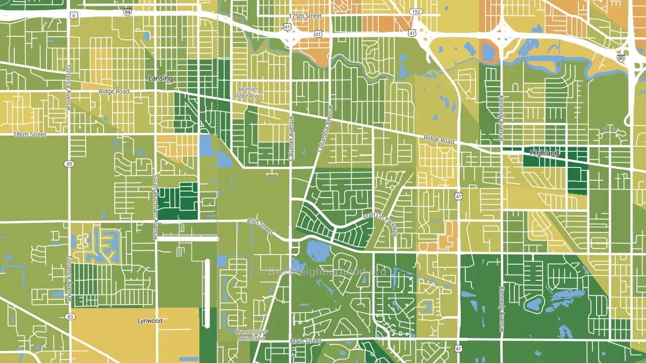 46321, IN block-group voter-turnout map