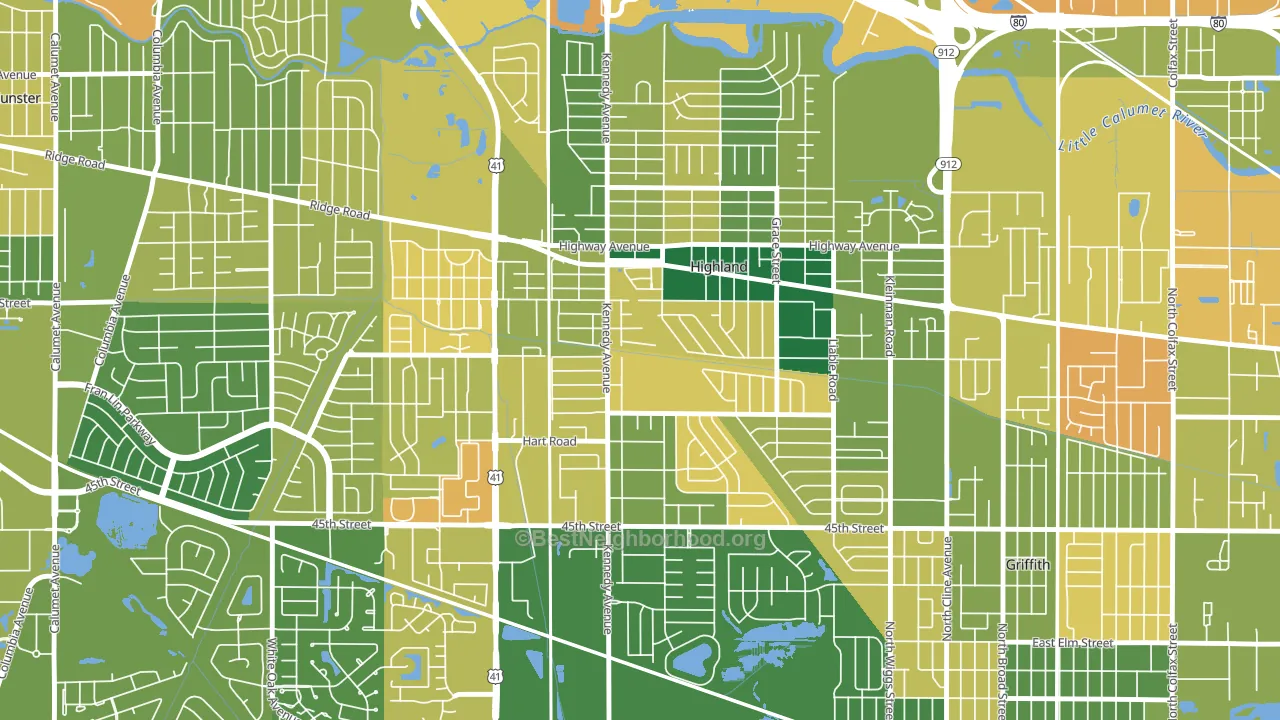 46322, IN block-group voter-turnout map
