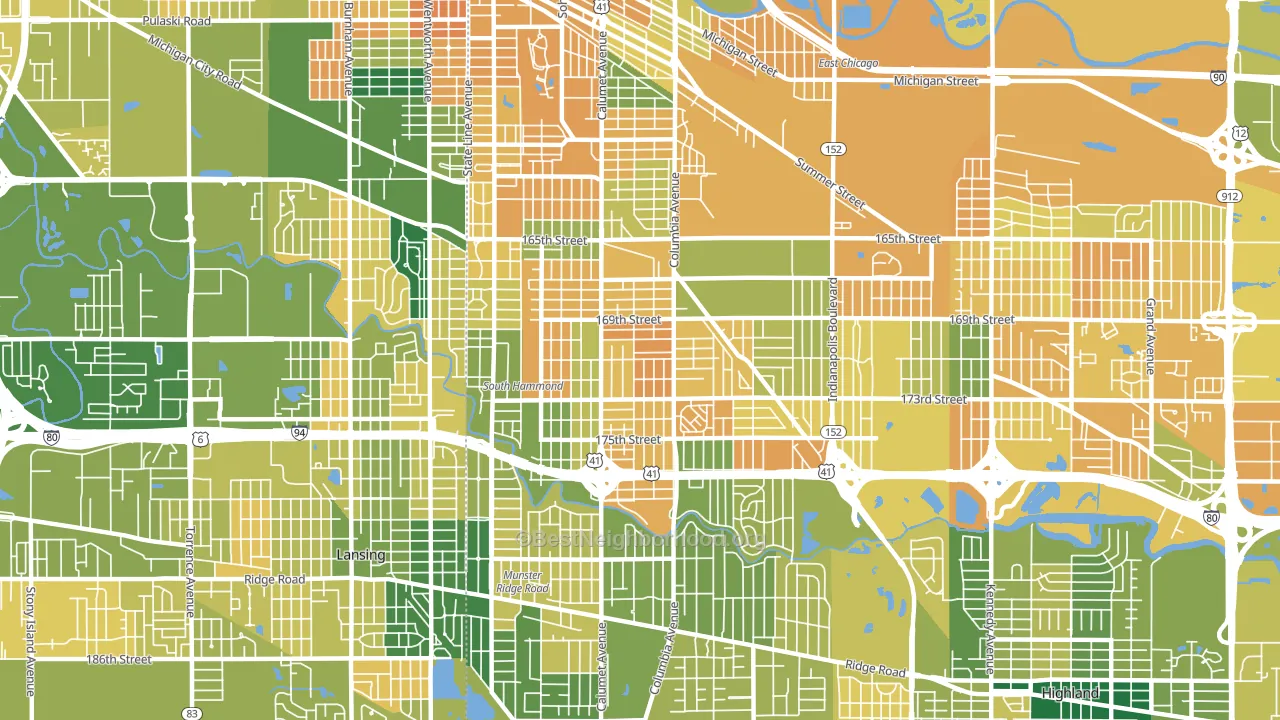46324, IN block-group voter-turnout map