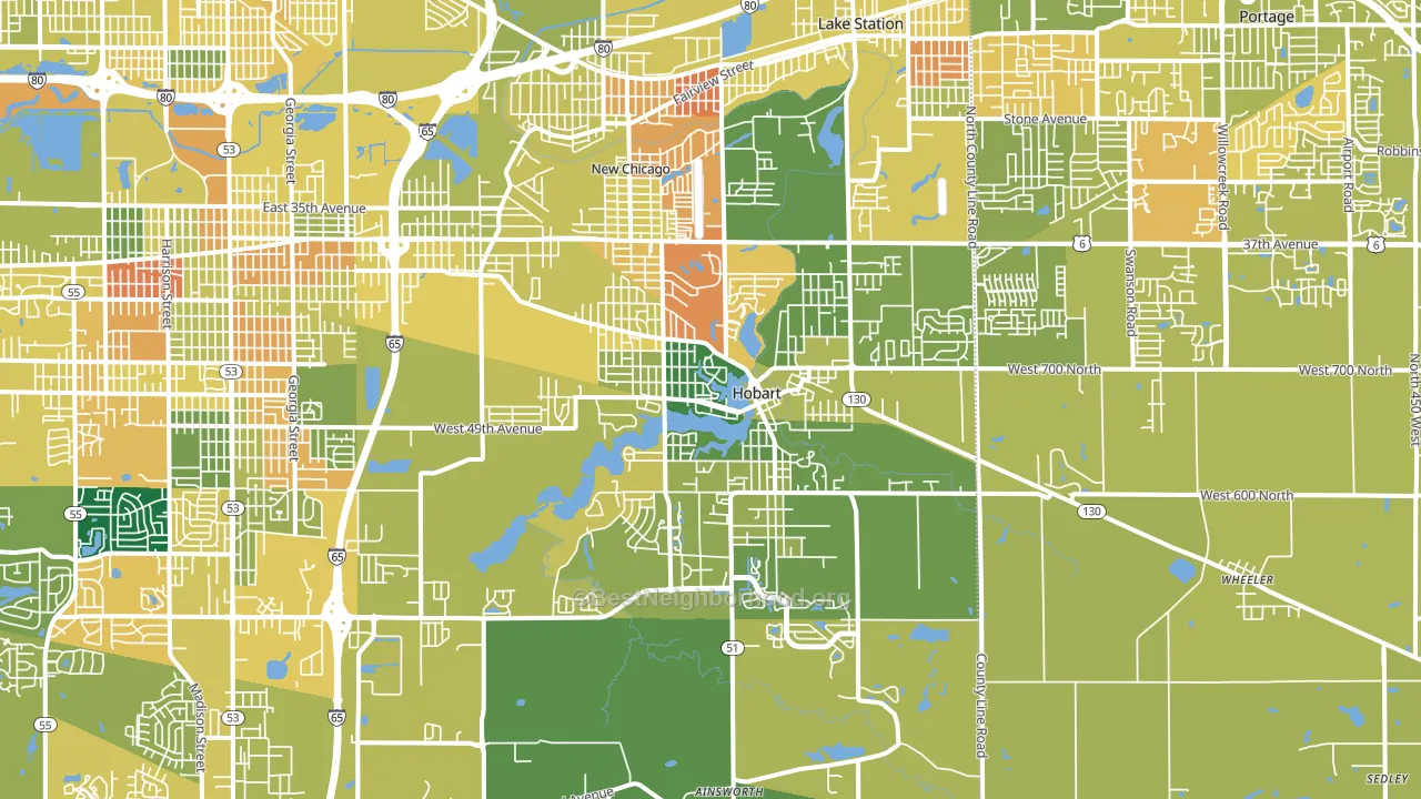 46342, IN block-group voter-turnout map