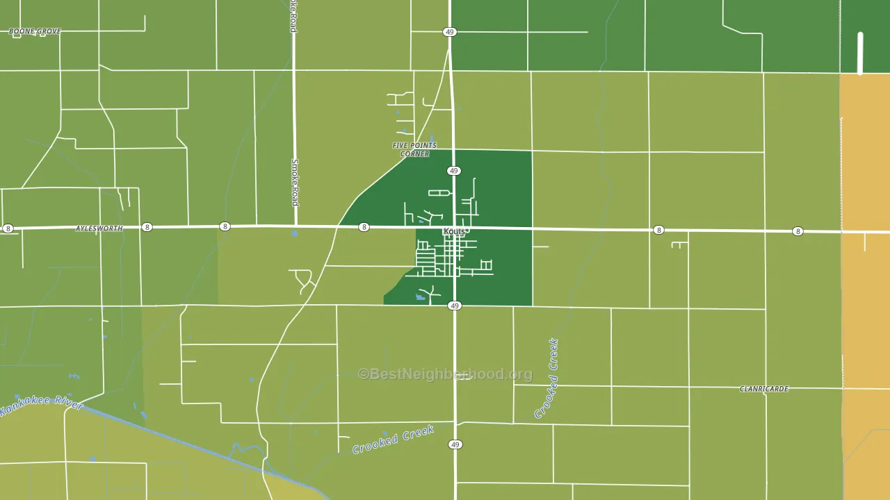 46347, IN block-group voter-turnout map