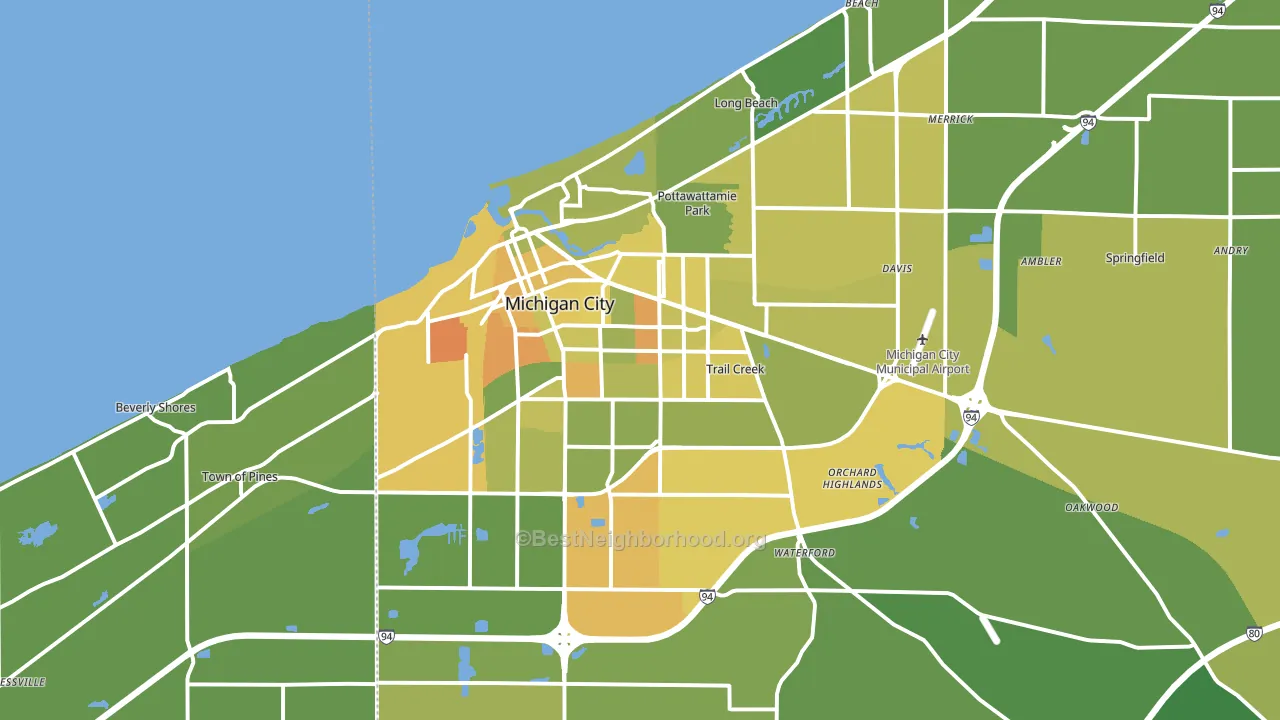 46360, IN block-group voter-turnout map