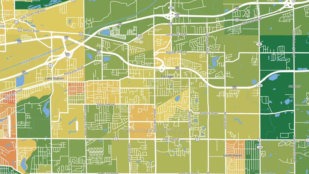 46368, IN block-group voter-turnout map