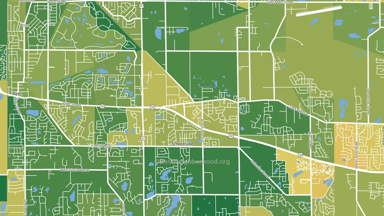 46375, IN block-group voter-turnout map