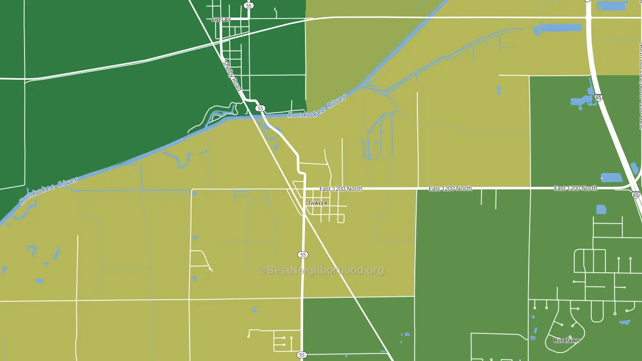 46381, IN block-group voter-turnout map