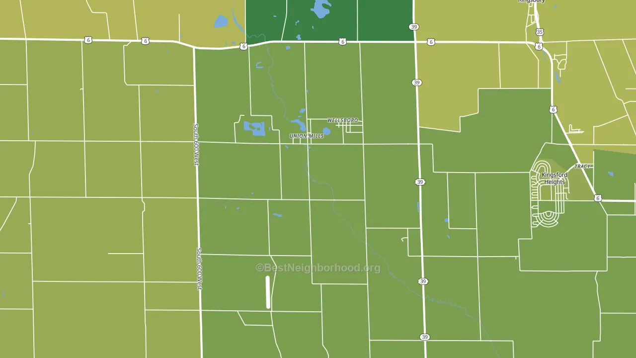 46382, IN block-group voter-turnout map