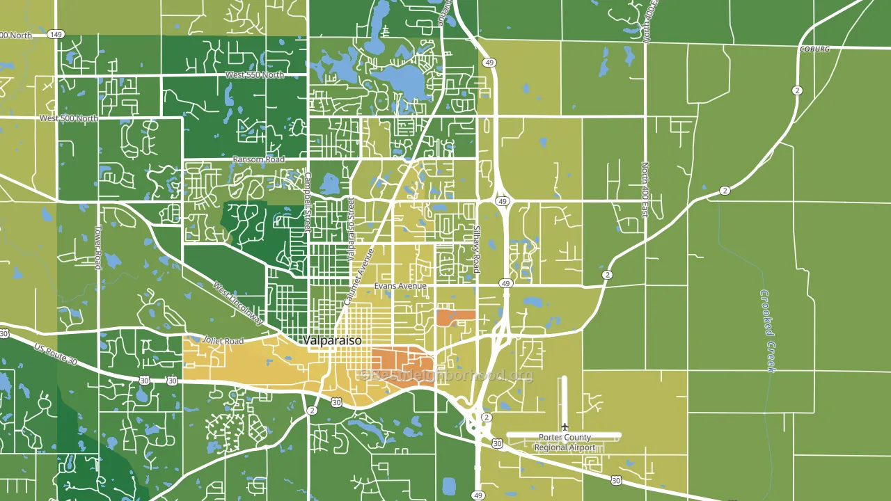46383, IN block-group voter-turnout map