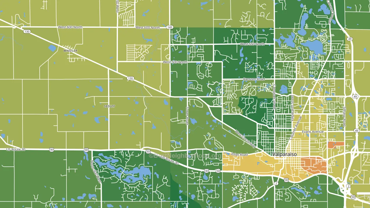46385, IN block-group voter-turnout map