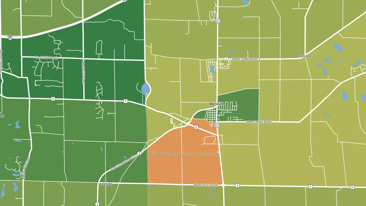 46391, IN block-group voter-turnout map