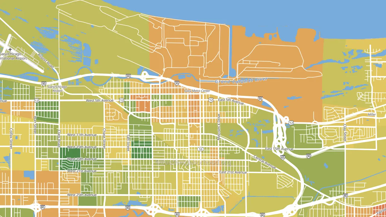 46402, IN block-group voter-turnout map