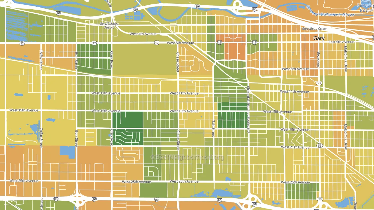 46404, IN block-group voter-turnout map