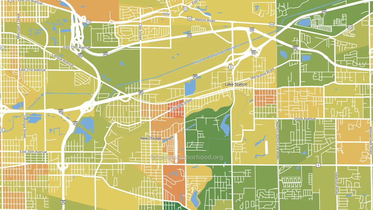 46405, IN block-group voter-turnout map