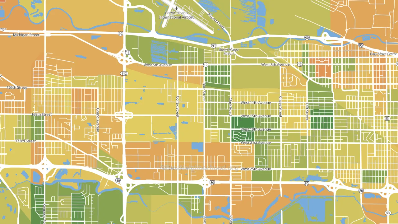 46406, IN block-group voter-turnout map