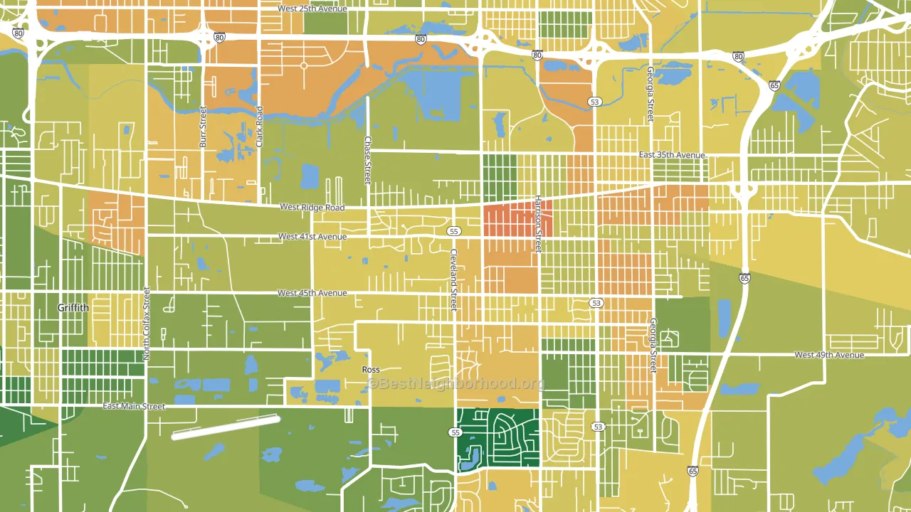 46408, IN block-group voter-turnout map