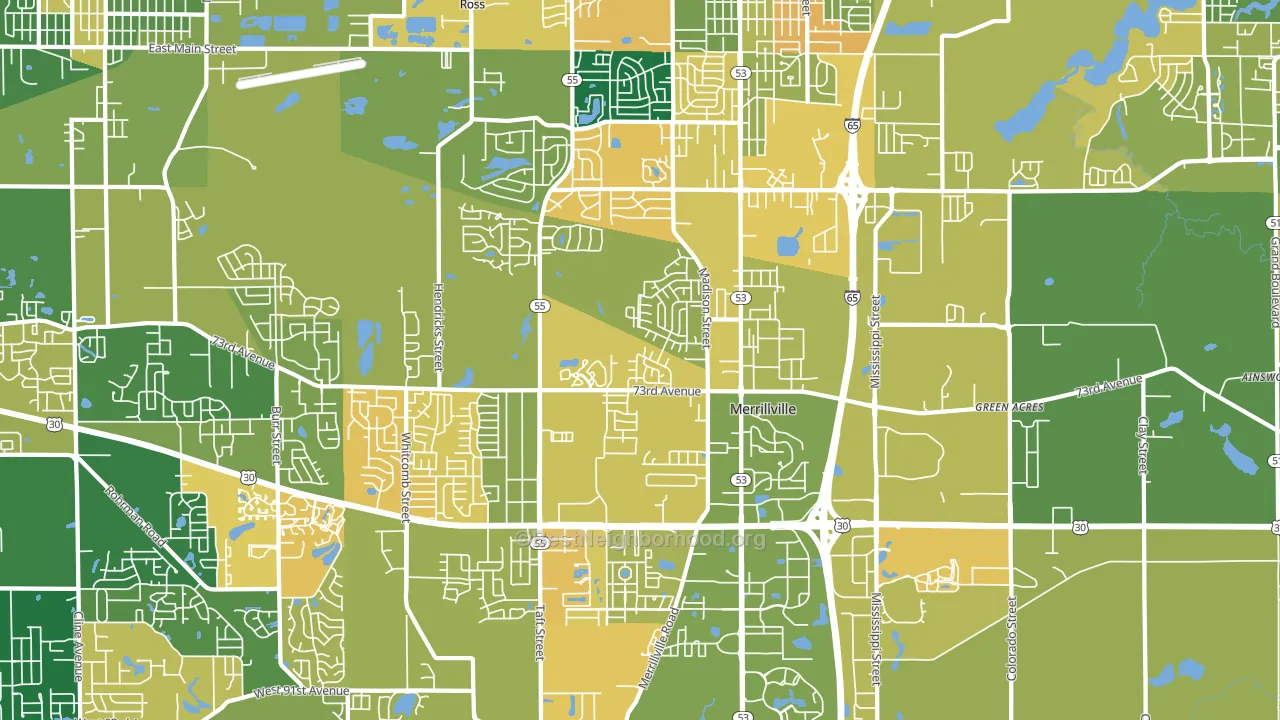 46410, IN block-group voter-turnout map