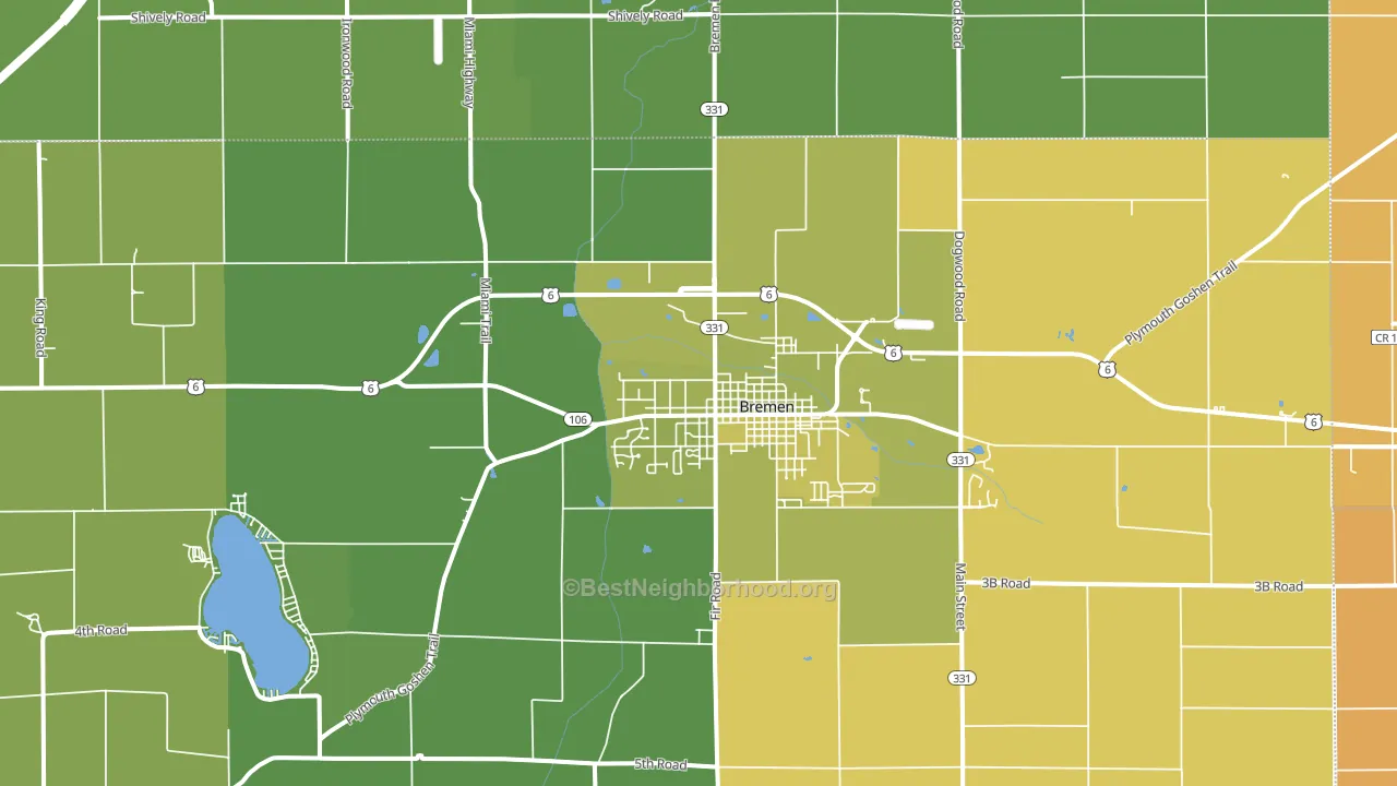 46506, IN block-group voter-turnout map