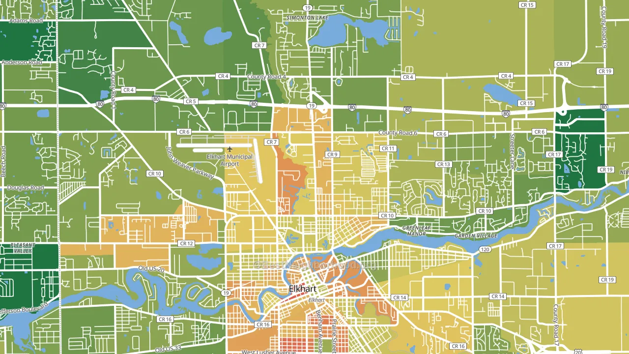 46514, IN block-group voter-turnout map
