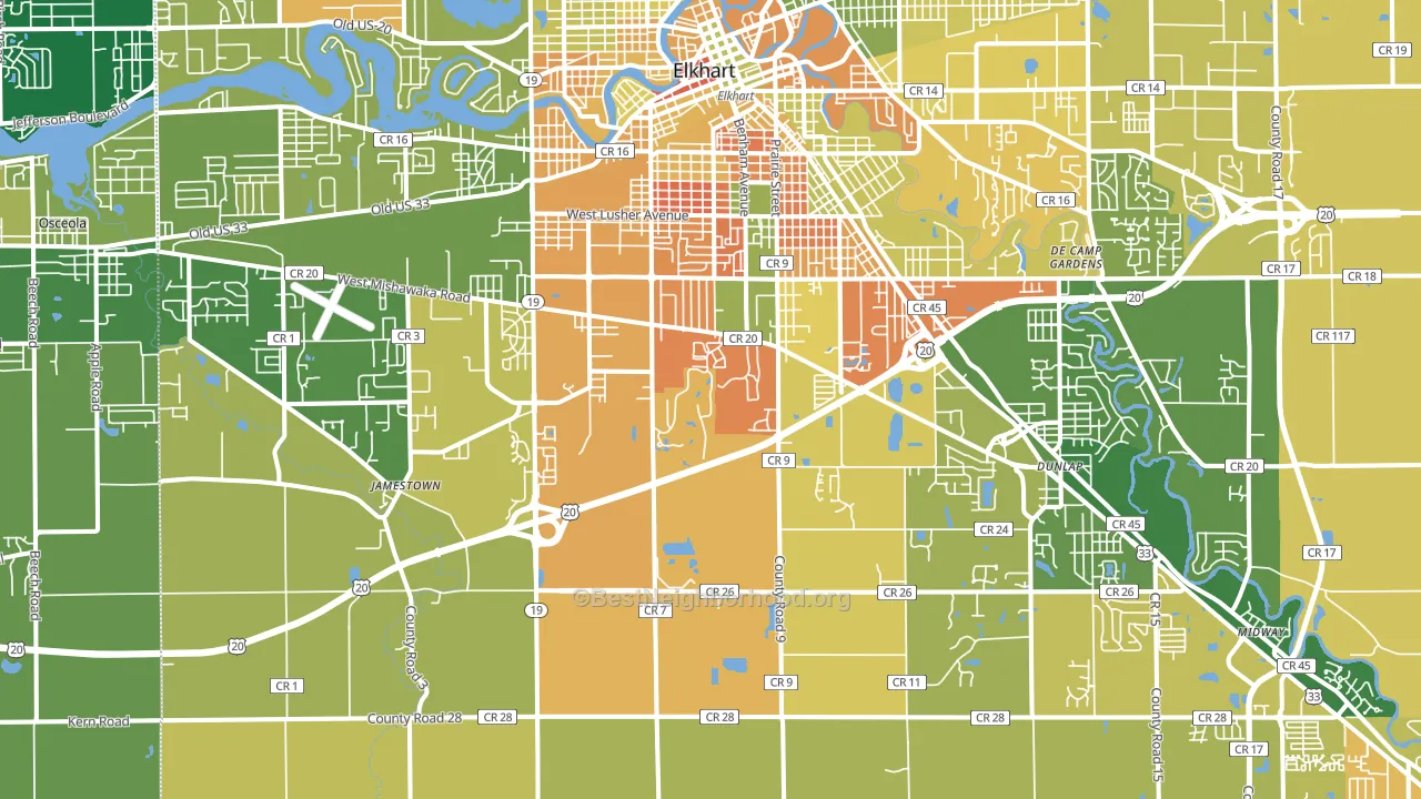 46517, IN block-group voter-turnout map