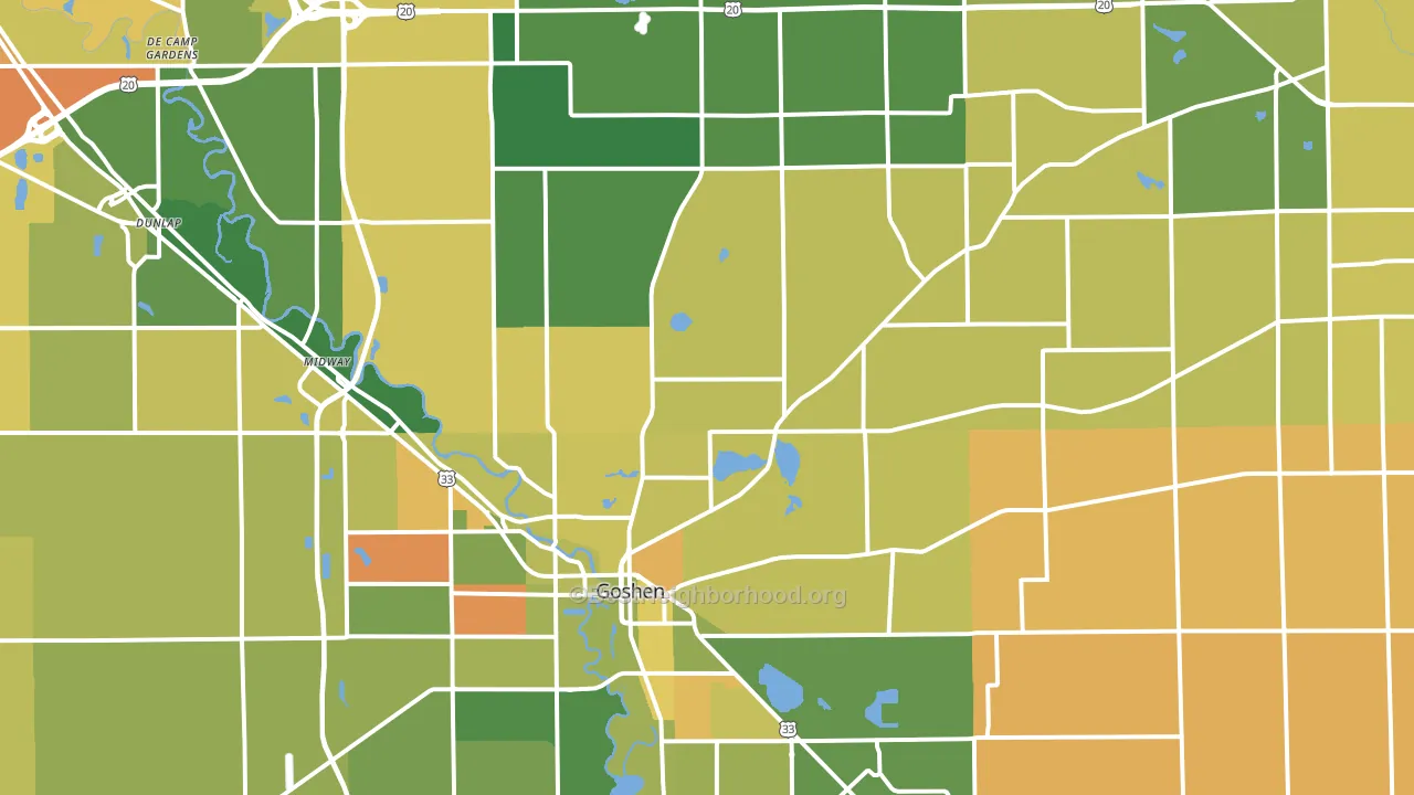 46528, IN block-group voter-turnout map