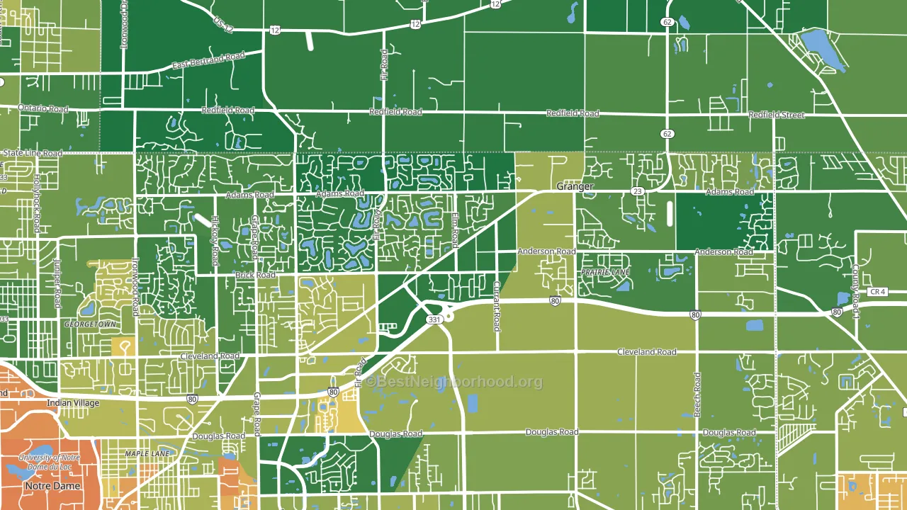 46530, IN block-group voter-turnout map