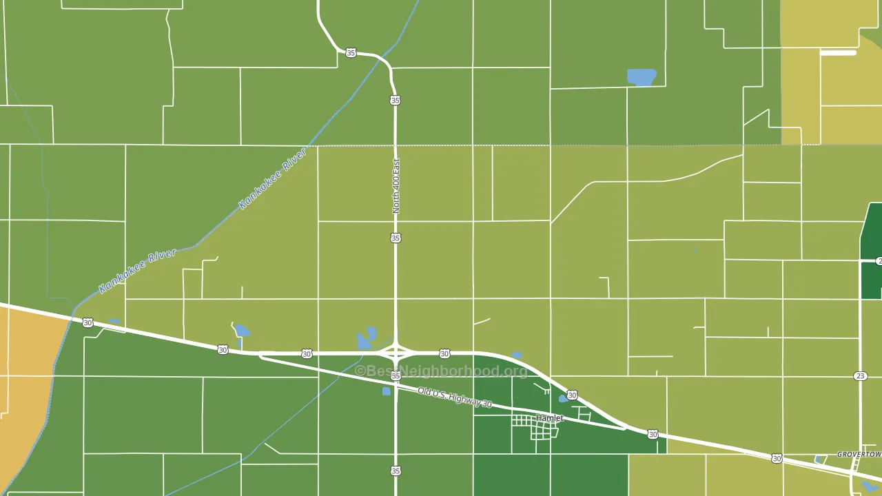 46532, IN block-group voter-turnout map