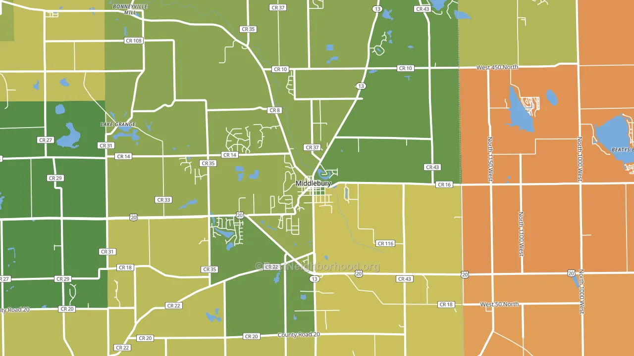 46540, IN block-group voter-turnout map