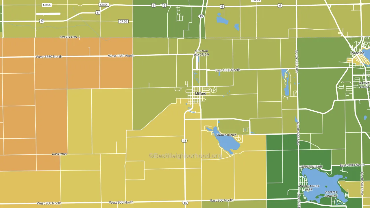 46542, IN block-group voter-turnout map