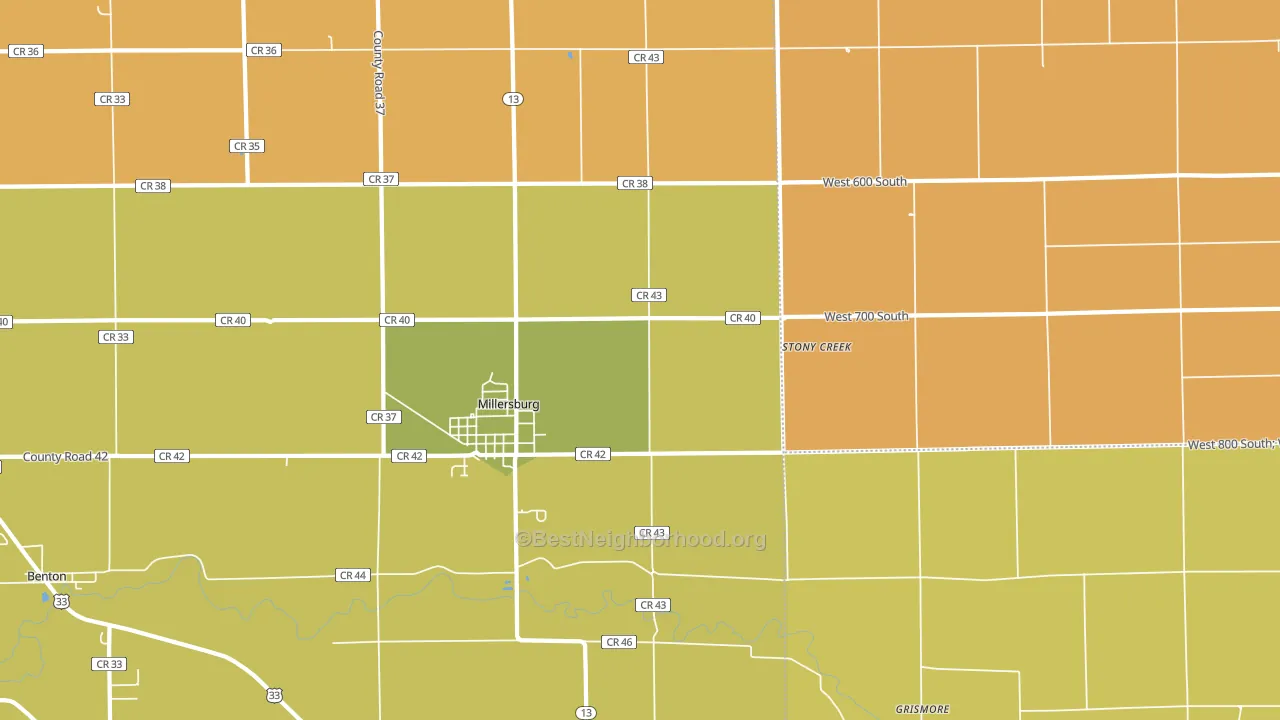 46543, IN block-group voter-turnout map