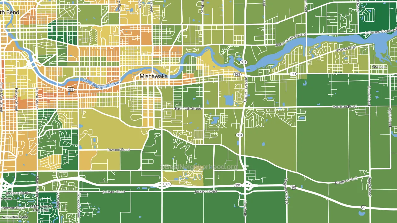 46544, IN block-group voter-turnout map